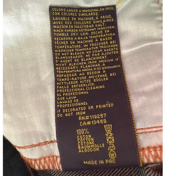 Vintage VTG Christian Audigier Embroidered Buddha Dark Denim Shorts 37" waist - Picture 5 of 7